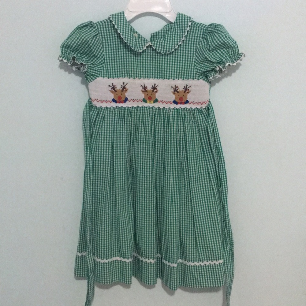 Girls smocked Christmas dress